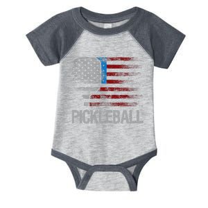 Us Flag Pickleball Player Paddleball Lover Infant Baby Jersey Bodysuit