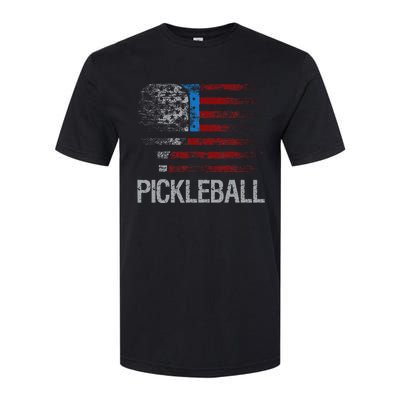 Us Flag Pickleball Player Paddleball Lover Softstyle CVC T-Shirt