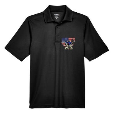 US Flag Patriotic American Hockey Player Ice Hockey Men's Origin Performance Piqué Polo