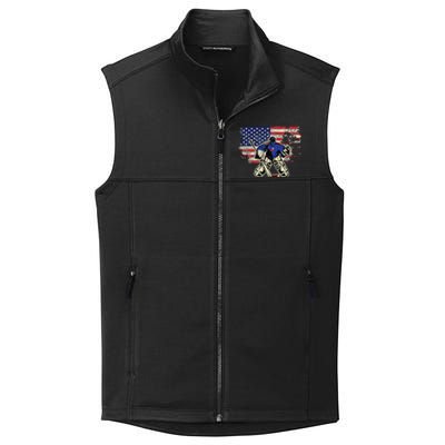 US Flag Patriotic American Hockey Player Ice Hockey Collective Smooth Fleece Vest