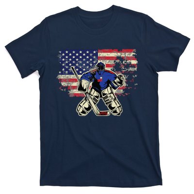 US Flag Patriotic American Hockey Player Ice Hockey T-Shirt