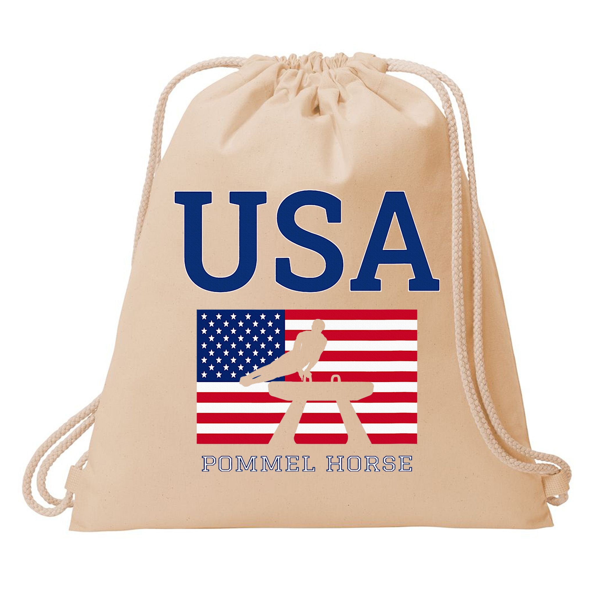 Usa Flag Pommel Horse Gymnastics Team American Gymnast Drawstring Bag