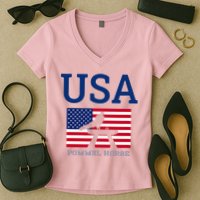 Usa Flag Pommel Horse Gymnastics Team American Gymnast Women's V-Neck T-Shirt