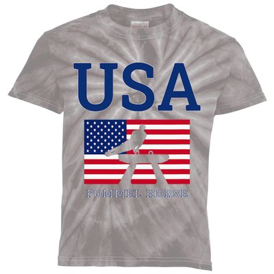 Usa Flag Pommel Horse Gymnastics Team American Gymnast Kids Tie-Dye T-Shirt