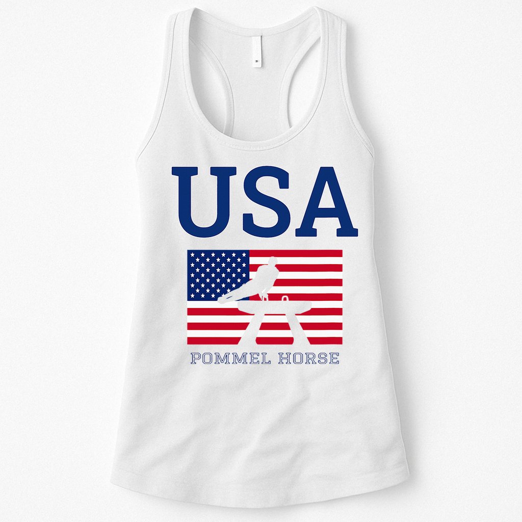 Usa Flag Pommel Horse Gymnastics Team American Gymnast Womens Tank Top