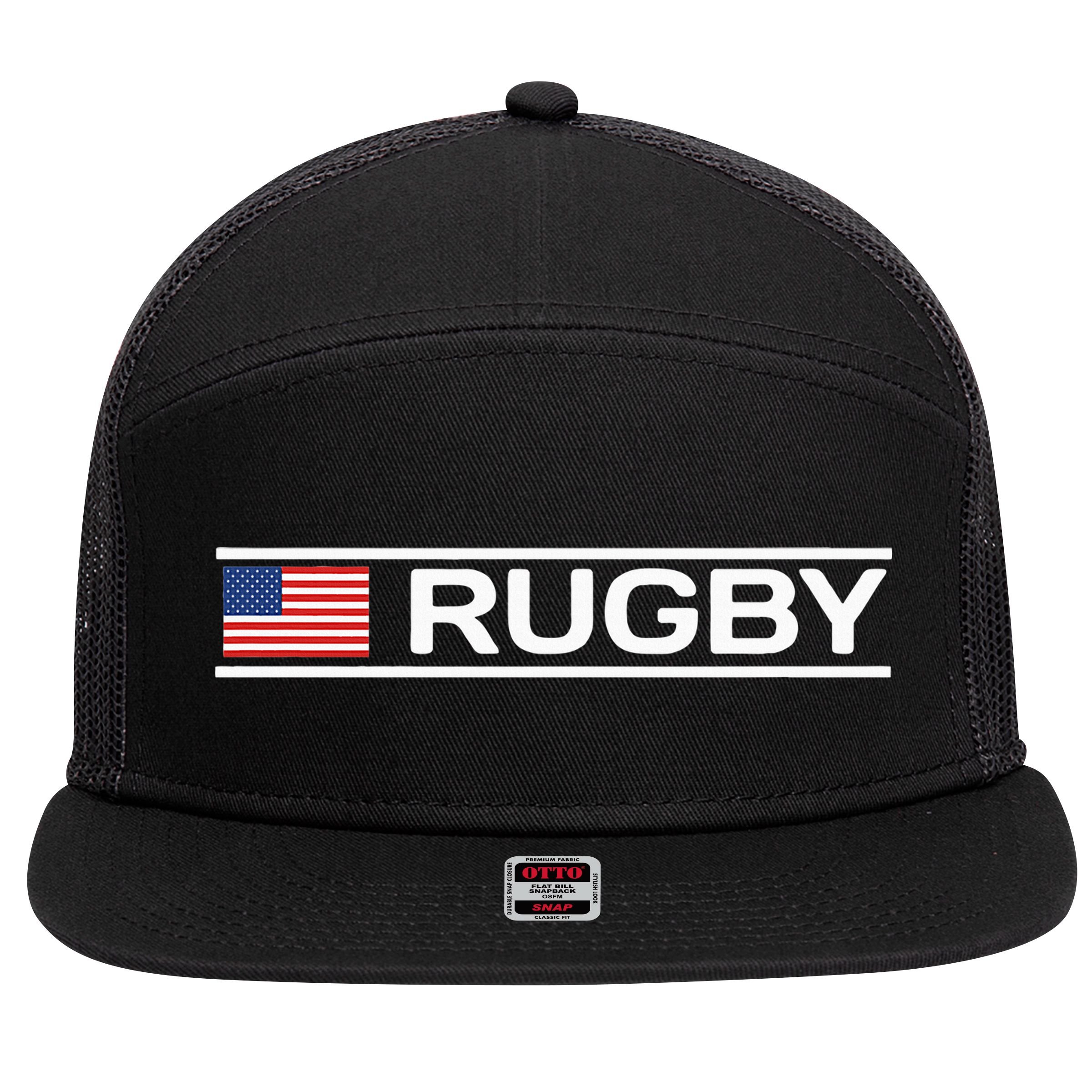 Usa Flag Rugby 7 Panel Mesh Trucker Snapback Hat