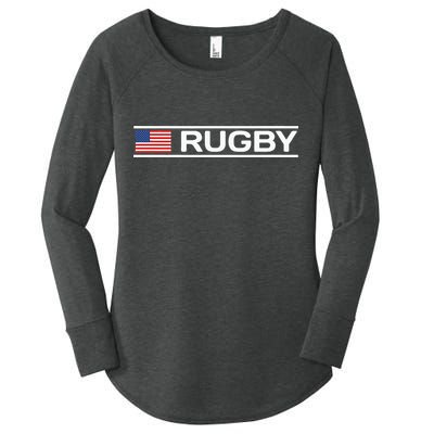 Usa Flag Rugby Women's Perfect Tri Tunic Long Sleeve Shirt