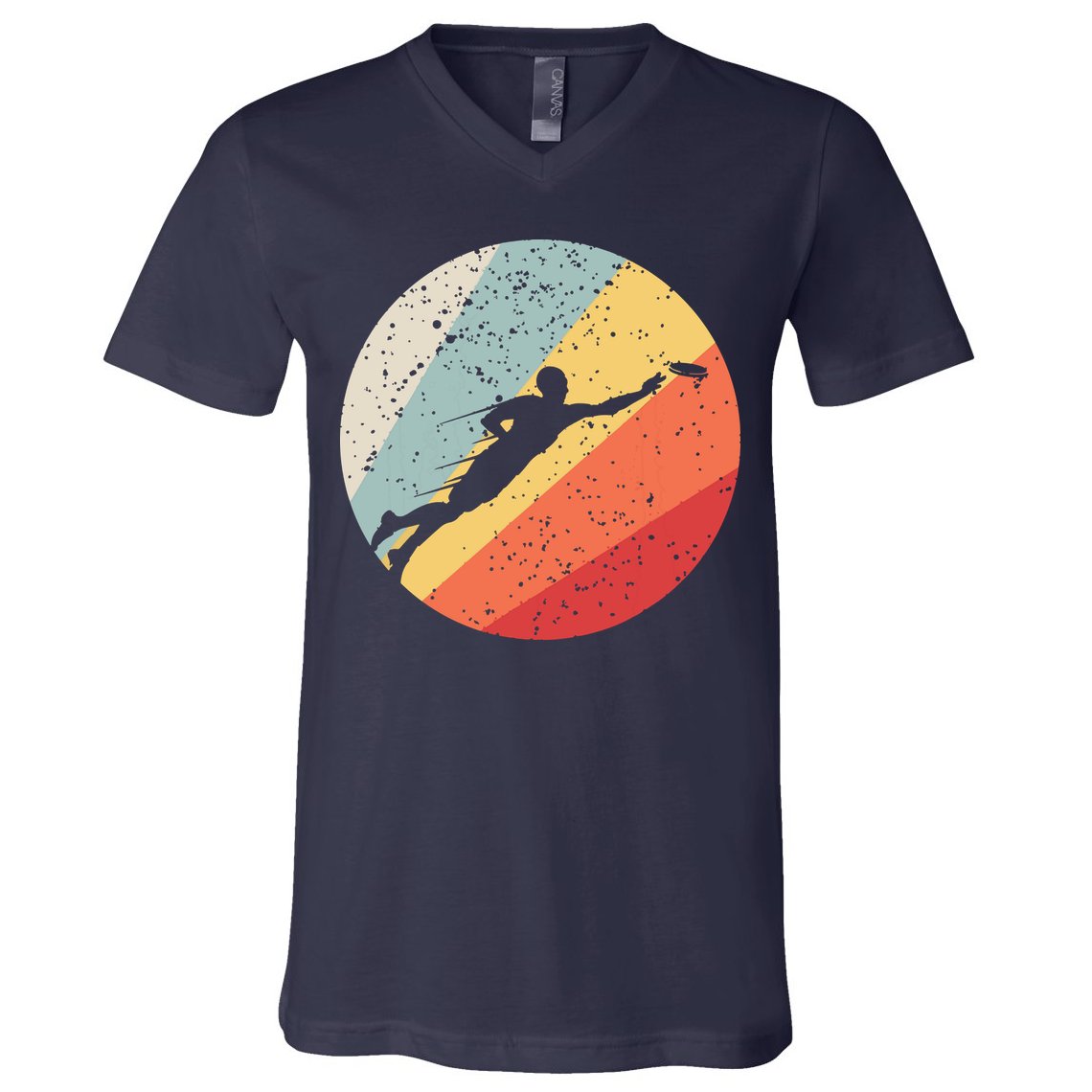Ultimate Frisbee Retro Distressed V-Neck T-Shirt