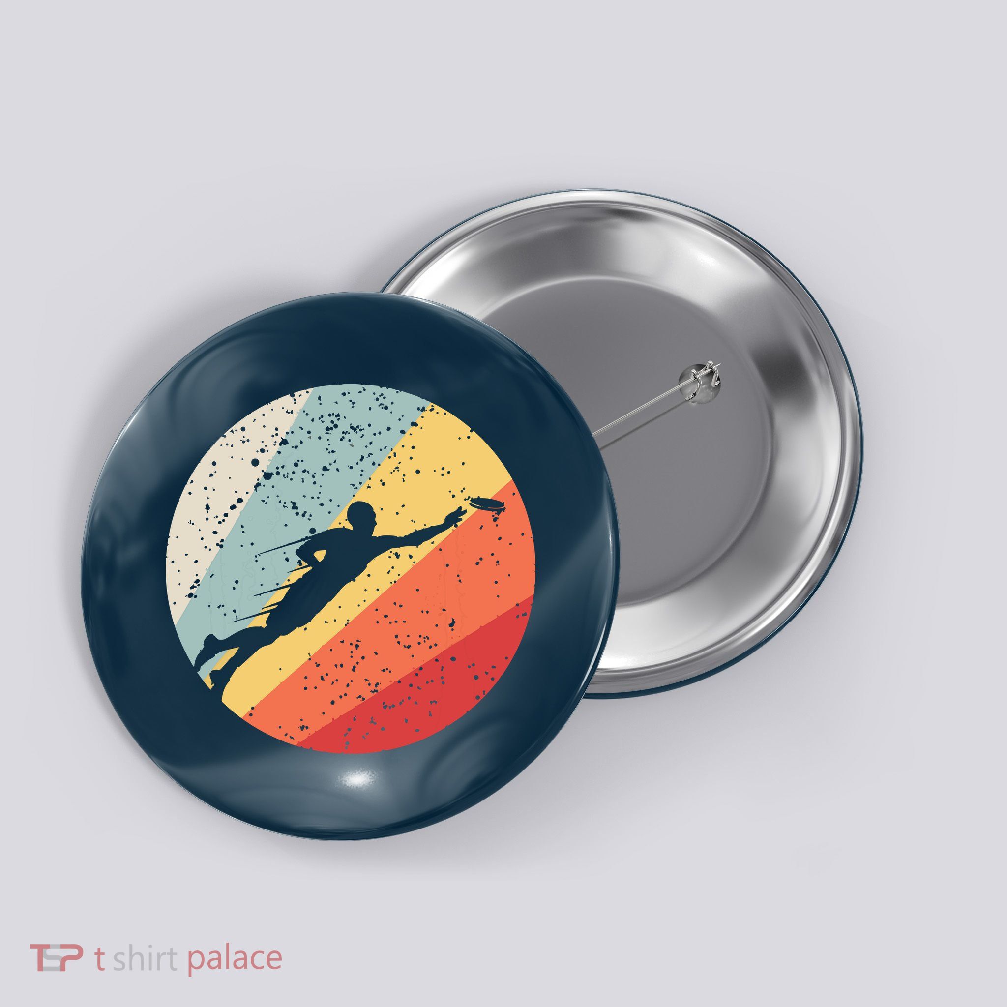 Ultimate Frisbee Retro Distressed Button