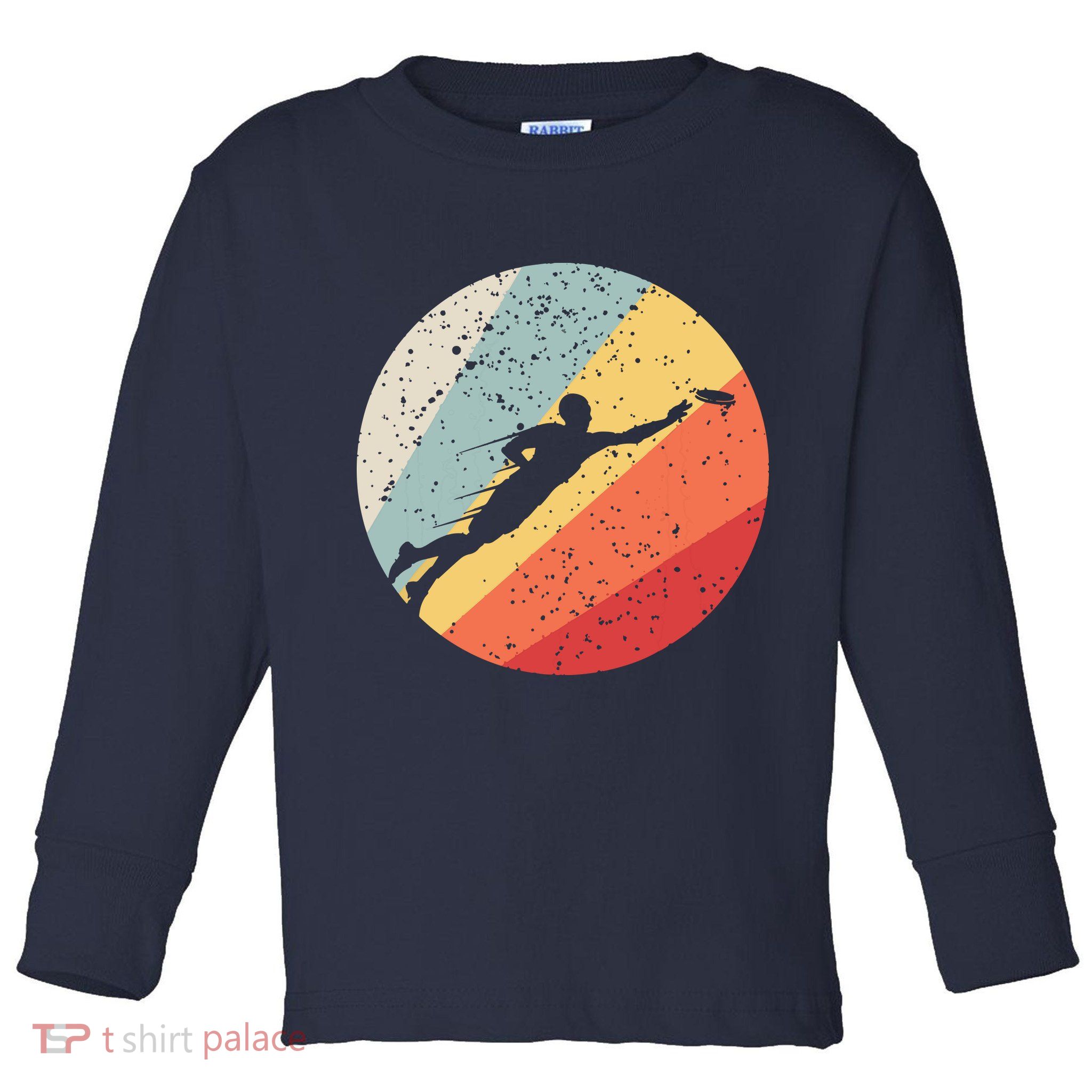 Ultimate Frisbee Retro Distressed Toddler Long Sleeve Shirt
