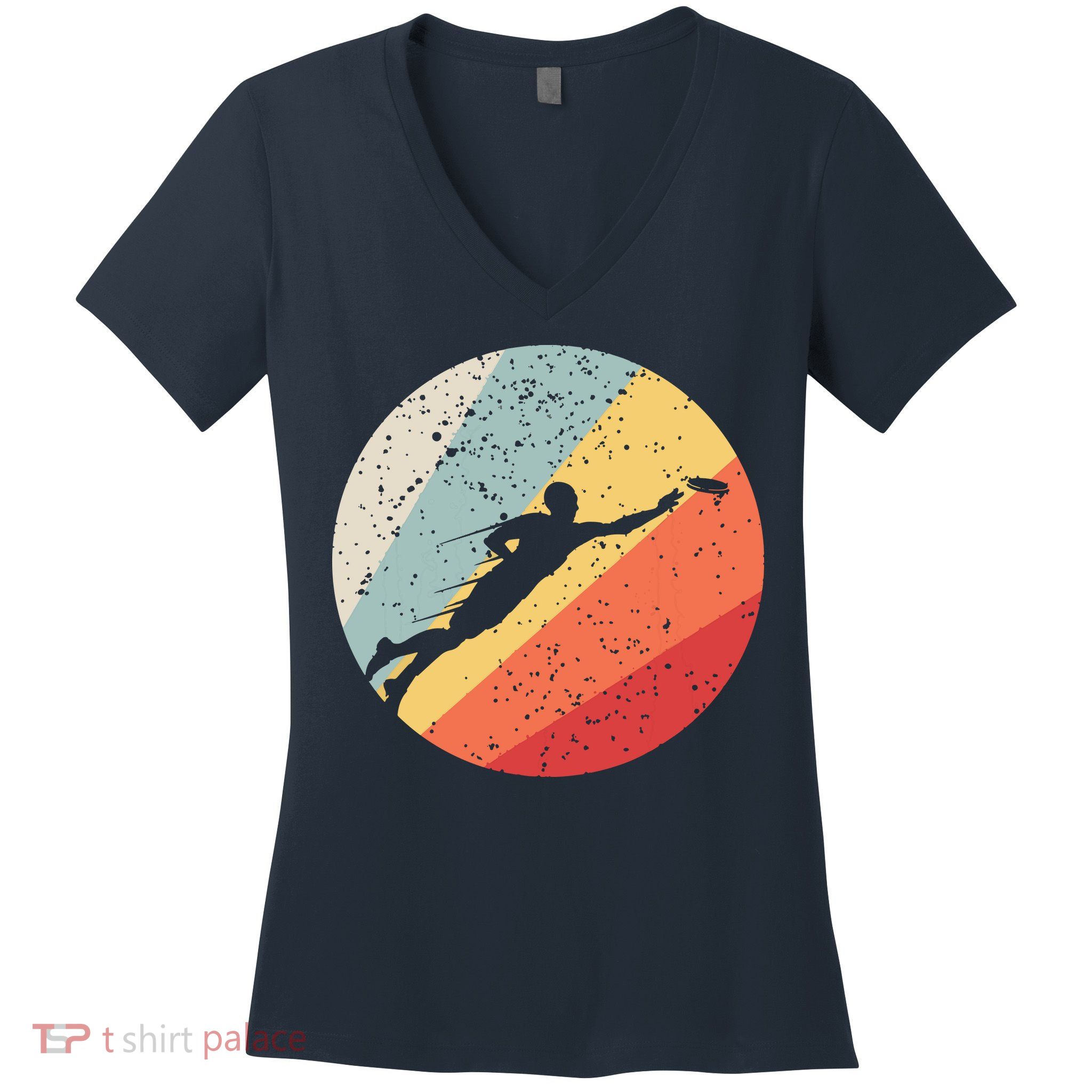 Ultimate Frisbee Retro Distressed Women's V-Neck T-Shirt