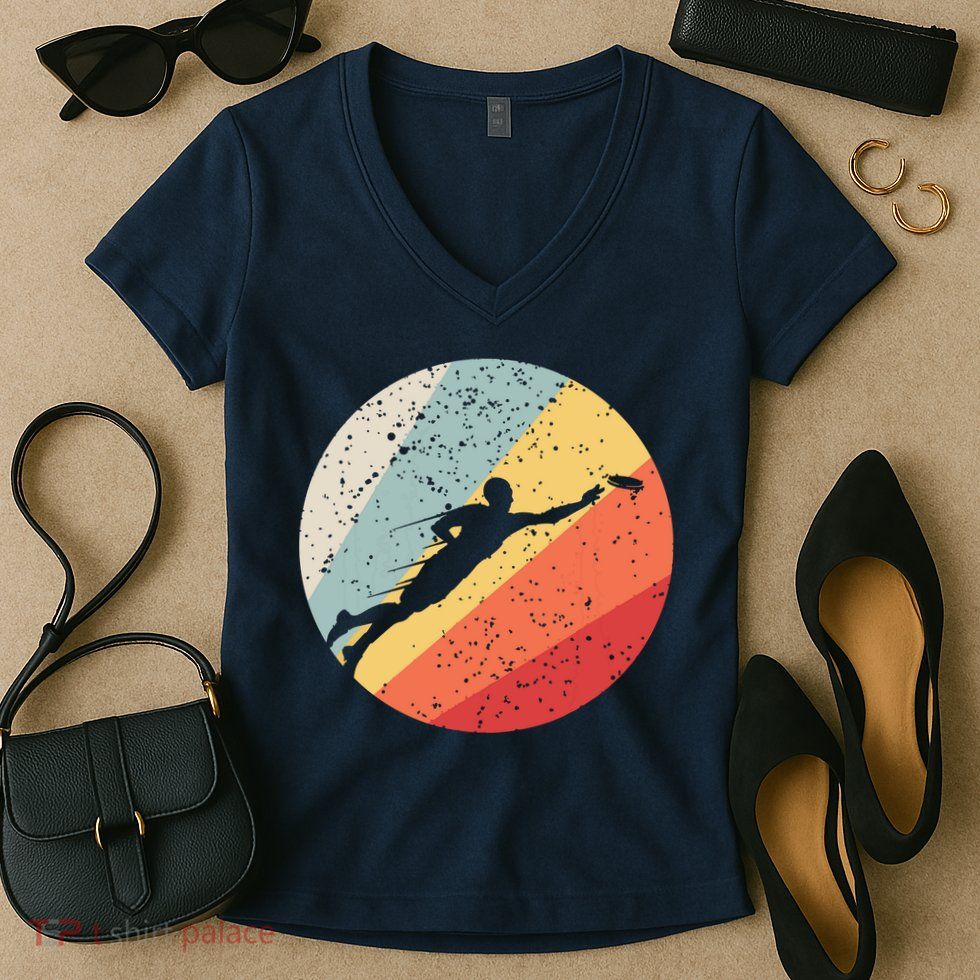 Ultimate Frisbee Retro Distressed Women's V-Neck T-Shirt