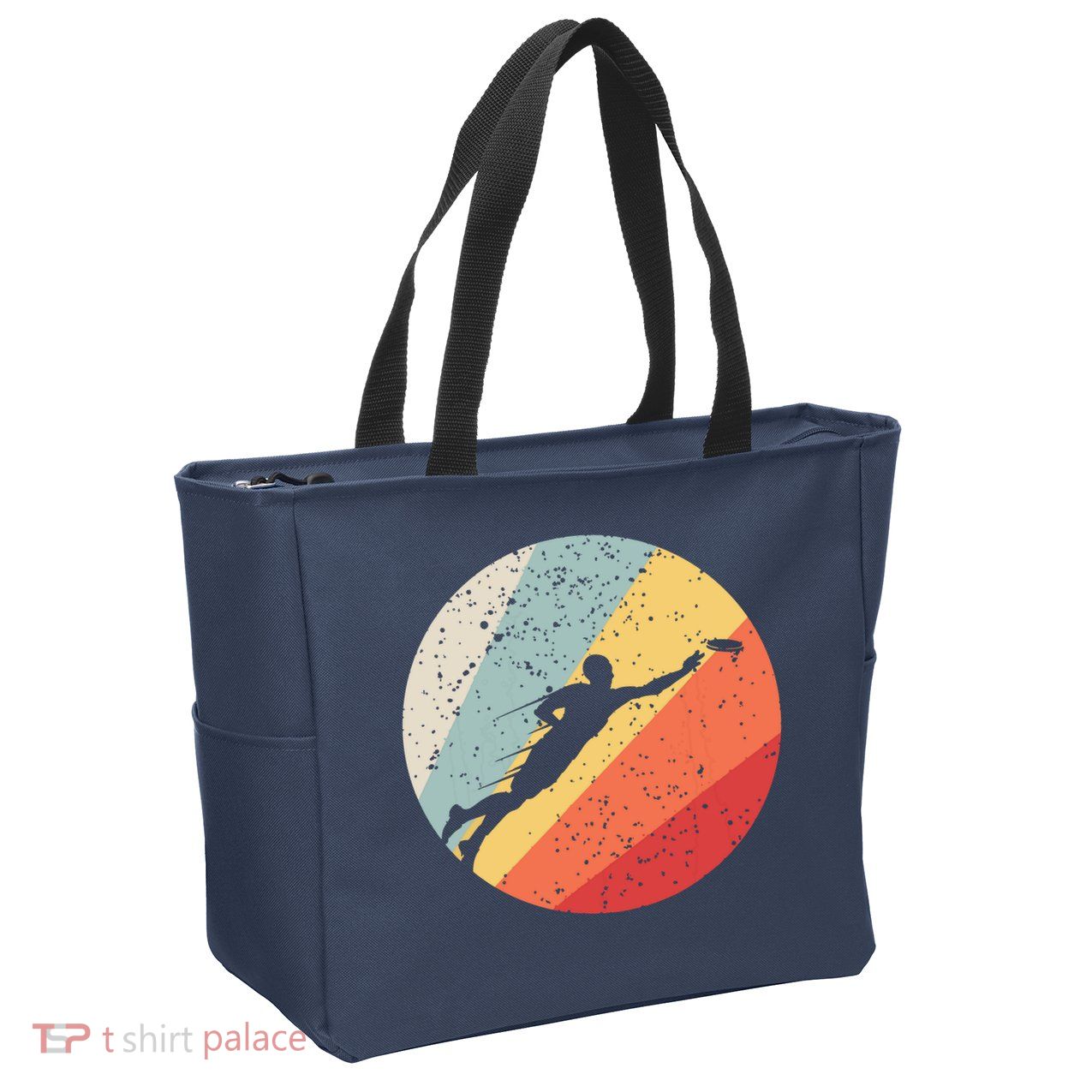 Ultimate Frisbee Retro Distressed Zip Tote Bag