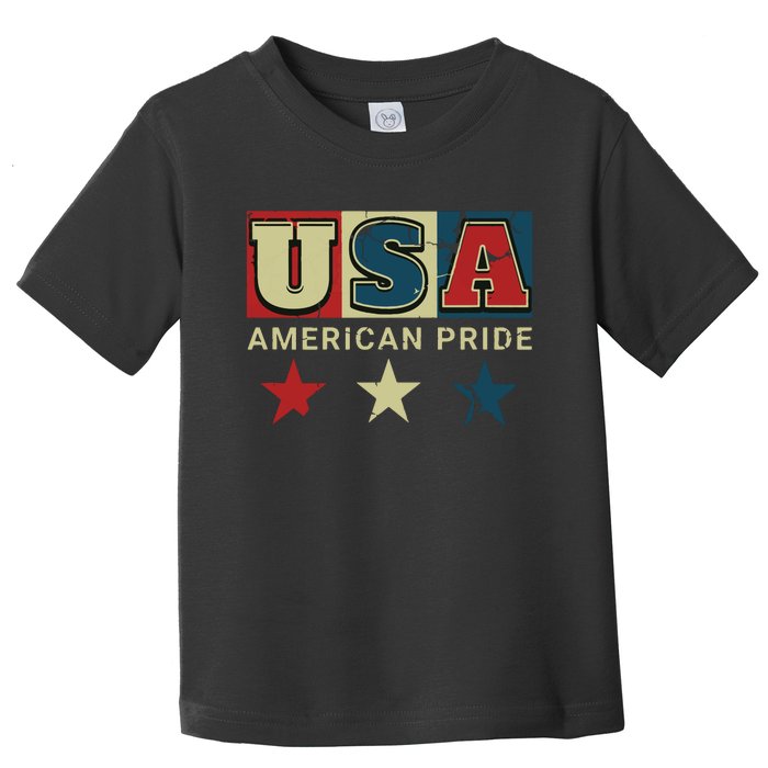 Usa Flag Red White Blue Patriotic American Pride Toddler T-Shirt