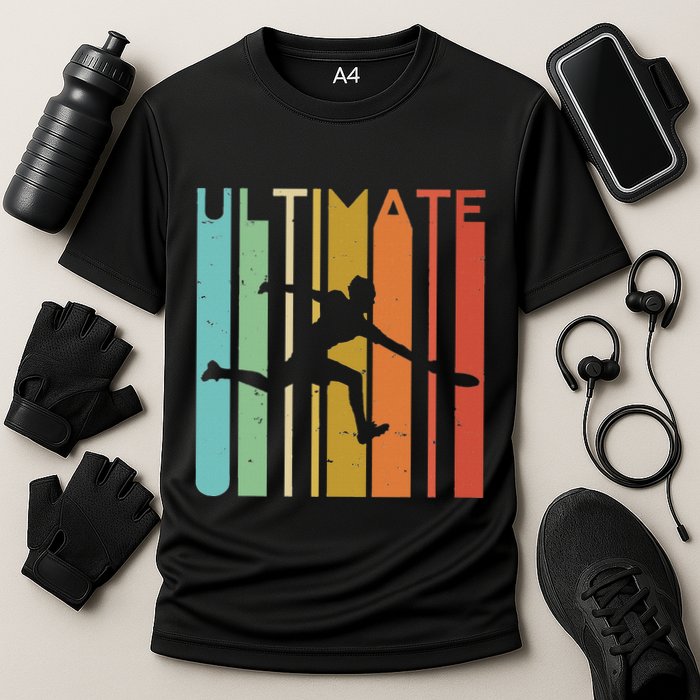 Ultimate Frisbee Retro Player Women Flying Disc Throwing Cooling Performance Crew T-Shirt