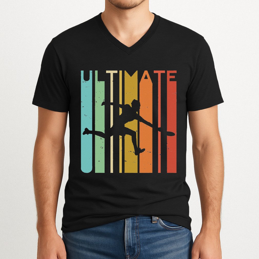 Ultimate Frisbee Retro Player Women Flying Disc Throwing V-Neck T-Shirt