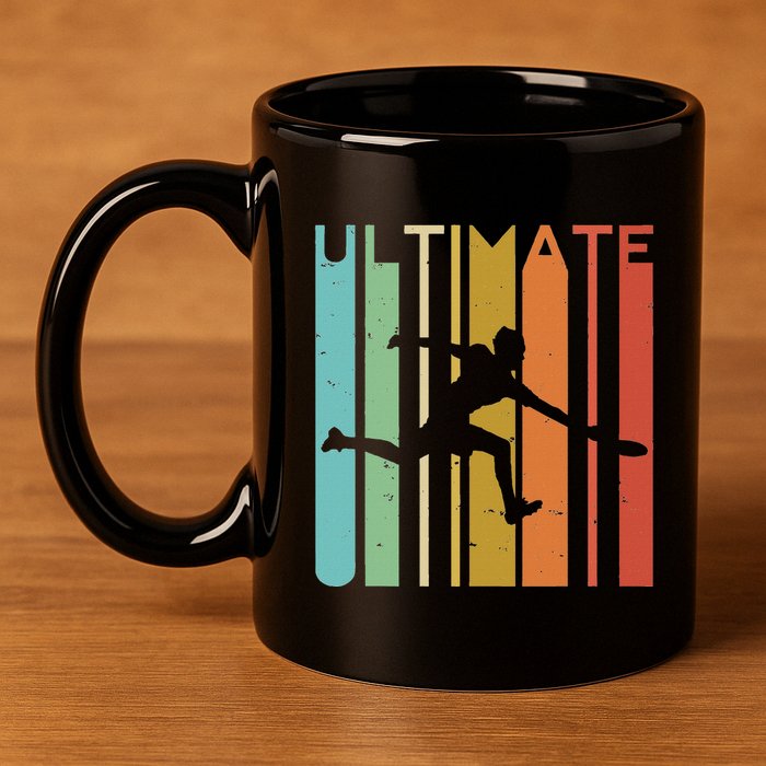 Ultimate Frisbee Retro Player Women Flying Disc Throwing 11oz C Handle Ceramic Mug
