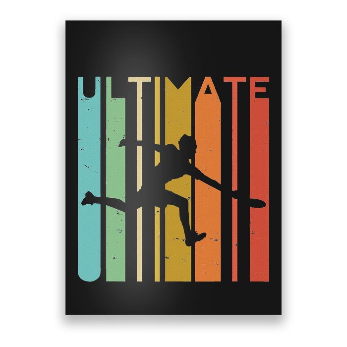 Ultimate Frisbee Retro Player Women Flying Disc Throwing Poster