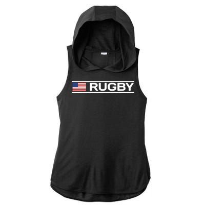 USA Flag Rugby Ladies PosiCharge Tri-Blend Wicking Draft Hoodie Tank