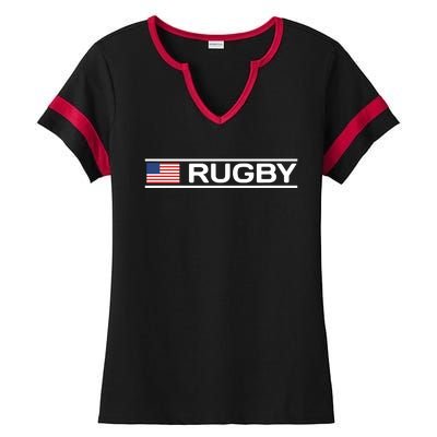 USA Flag Rugby Ladies Halftime Notch Neck Tee