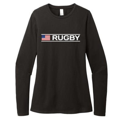 USA Flag Rugby Womens CVC Long Sleeve Shirt