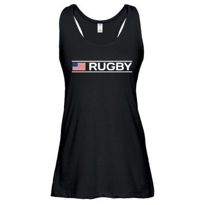 USA Flag Rugby Ladies Essential Flowy Tank