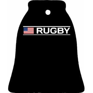 USA Flag Rugby Ceramic Bell Ornament