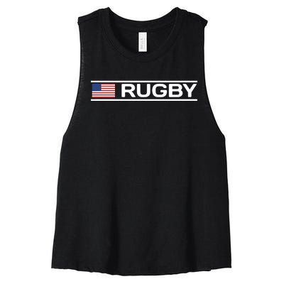 USA Flag Rugby Women's Racerback Cropped Tank