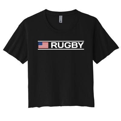 USA Flag Rugby Women's Crop Top Tee