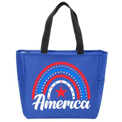 Usa Flag Rainbow 4th Of July Patriotic For American Meaningful Gift Zip Tote Bag