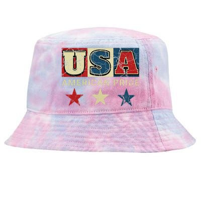 Usa Flag Red White Blue Patriotic American Pride Tie-Dyed Bucket Hat