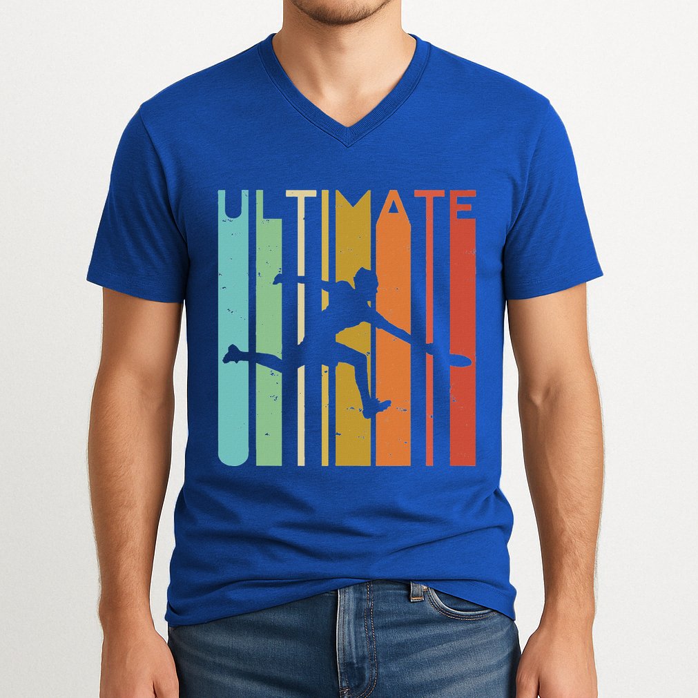 Ultimate Frisbee Retro Player V-Neck T-Shirt