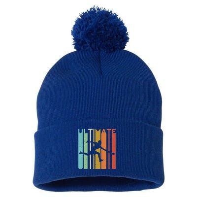 Ultimate Frisbee Retro Player Pom Pom 12in Knit Beanie
