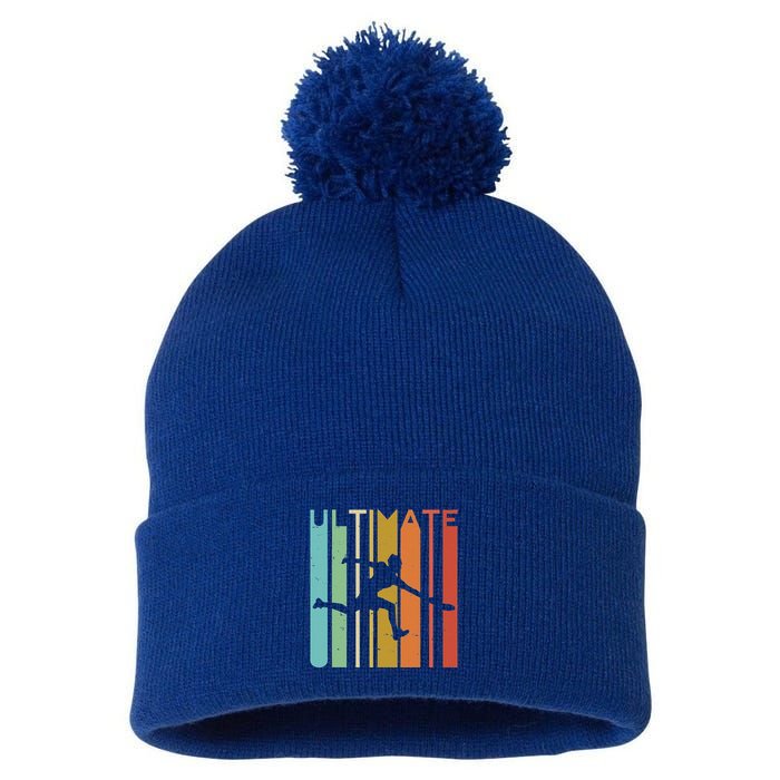 Ultimate Frisbee Retro Player Pom Pom 12in Knit Beanie