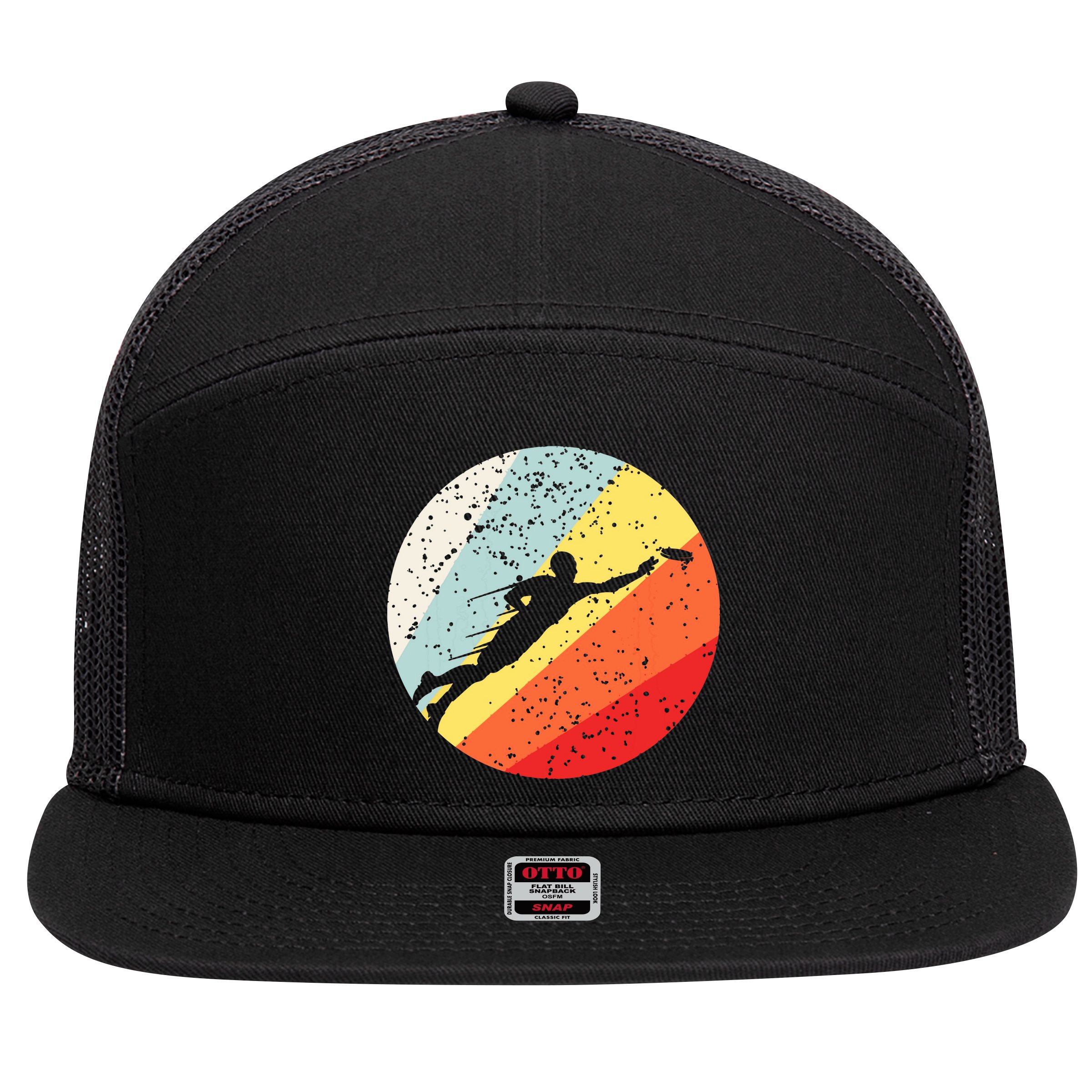 Ultimate Frisbee Retro Distressed 7 Panel Mesh Trucker Snapback Hat
