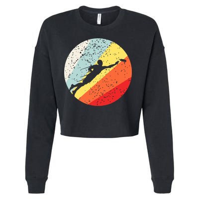 Ultimate Frisbee Retro Distressed Cropped Pullover Crew