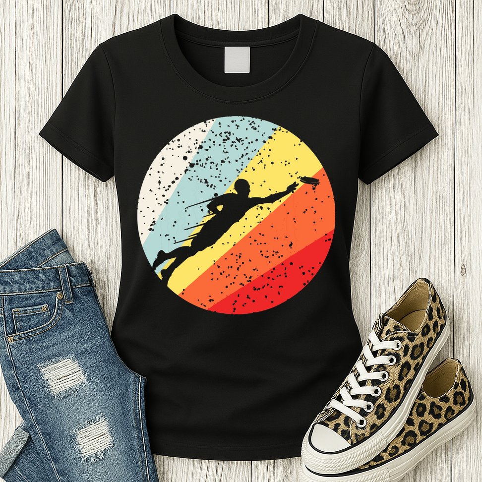 Ultimate Frisbee Retro Distressed Womens T-Shirt