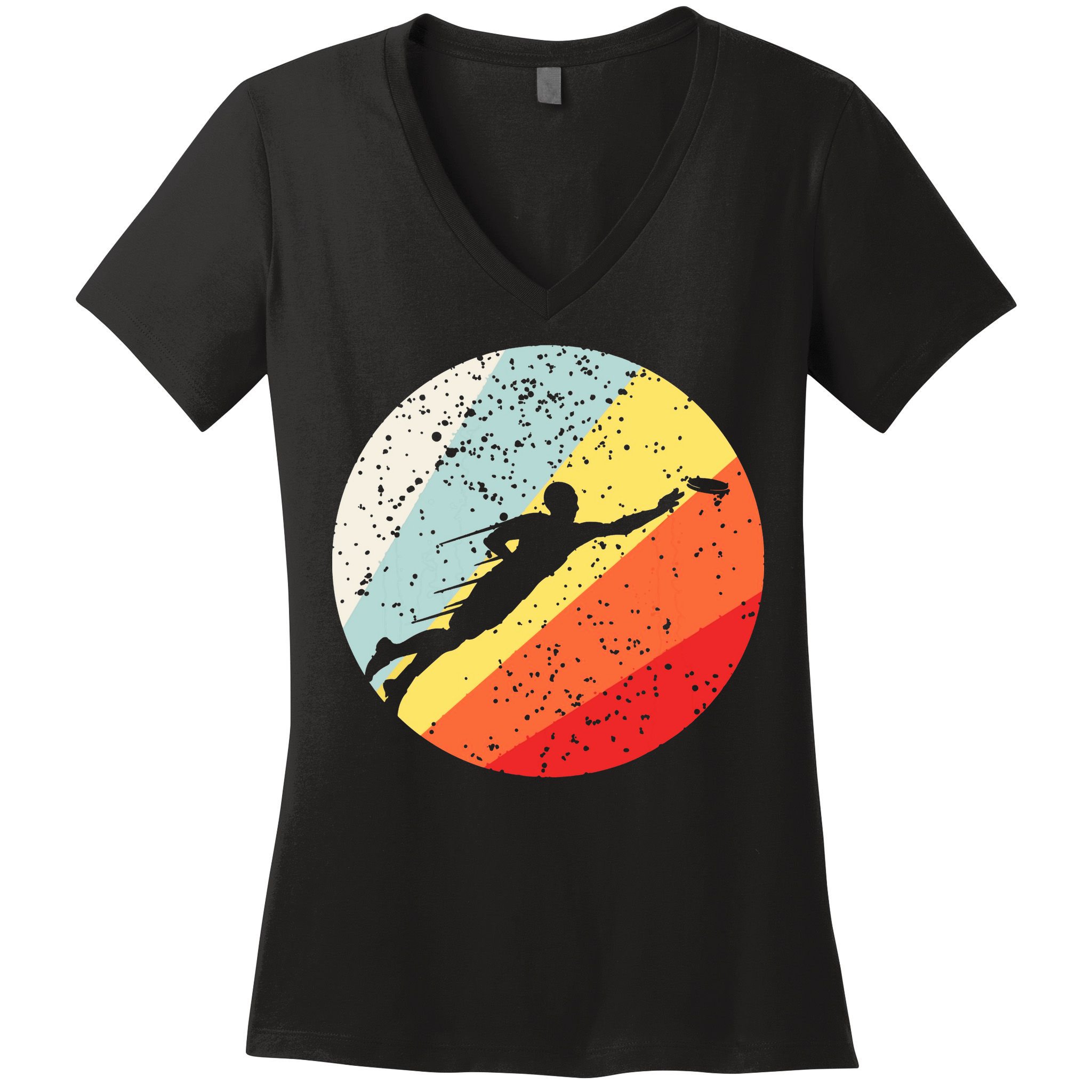Ultimate Frisbee Retro Distressed Women's V-Neck T-Shirt