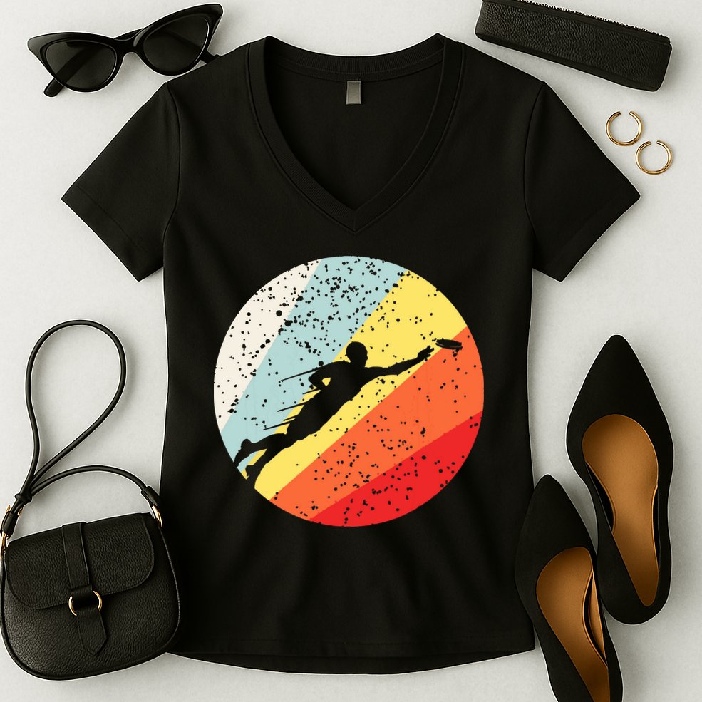 Ultimate Frisbee Retro Distressed Women's V-Neck T-Shirt