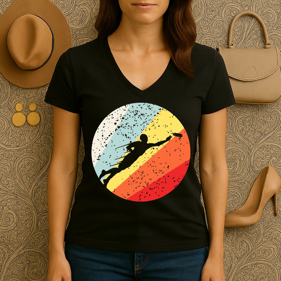 Ultimate Frisbee Retro Distressed Women's V-Neck T-Shirt