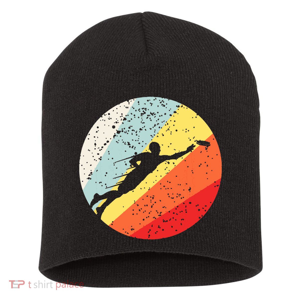 Ultimate Frisbee Retro Distressed Short Acrylic Beanie