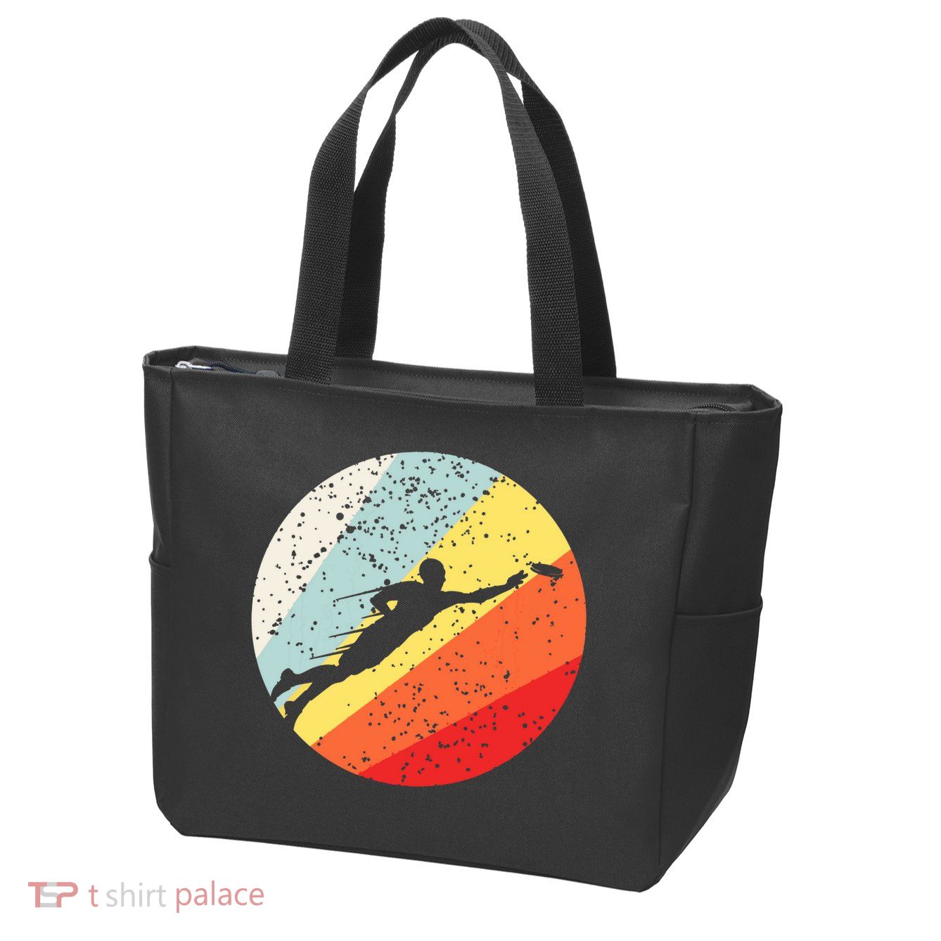 Ultimate Frisbee Retro Distressed Zip Tote Bag