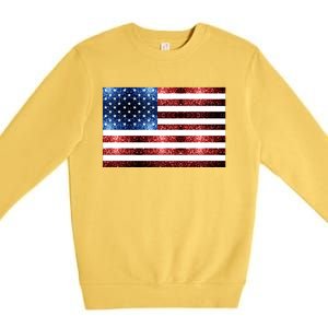 Usa Flag Red Blue Faux Sparkles Glitters Premium Crewneck Sweatshirt