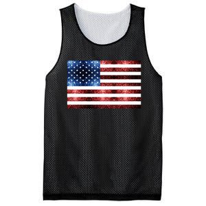 Usa Flag Red Blue Faux Sparkles Glitters Mesh Reversible Basketball Jersey Tank