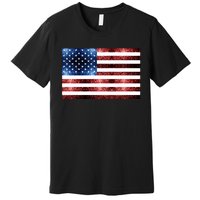 Usa Flag Red Blue Faux Sparkles Glitters Premium T-Shirt