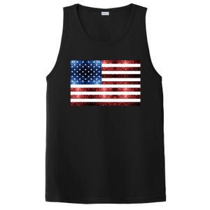 Usa Flag Red Blue Faux Sparkles Glitters PosiCharge Competitor Tank