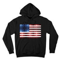 Usa Flag Red Blue Faux Sparkles Glitters Tall Hoodie