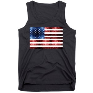 Usa Flag Red Blue Faux Sparkles Glitters Tank Top