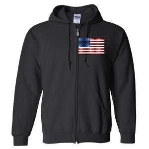 Usa Flag Red Blue Faux Sparkles Glitters Full Zip Hoodie