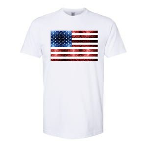 Usa Flag Red Blue Faux Sparkles Glitters Softstyle CVC T-Shirt